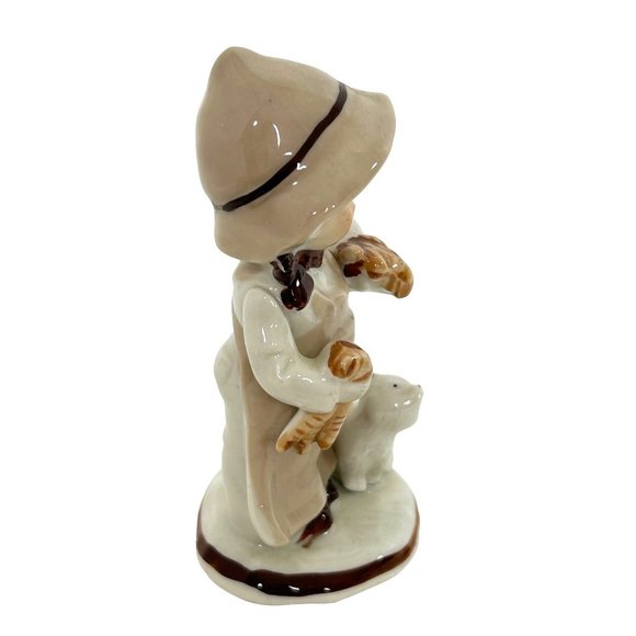 Boy & Girl Porcelain Figurines Glazed Bucolic Vintage 5” with Deer Bird Fox - Picture 11 of 14